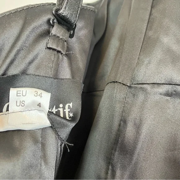 SOLD Collectif Black Glitter Maxi Prom Dress - Leather Look Mermaid Gown XS - Picture 16 of 16